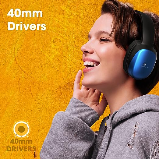 ZEBRONICS Zeb-Thunder PRO On-Ear Wireless Headphone with BTv5.0, Up to 21 Hours Playback, 40mm Drivers with Deep Bass, Wired Mode, USB-C Type Charging(Black+Blue) ZEBRONICS Zeb-Thunder PRO On-Ear Wireless Headphone with BTv5.0, Up to 21 Hours Playback, 40mm Drivers with Deep Bass, Wired Mode, USB-C Type Charging(Black+Blue)